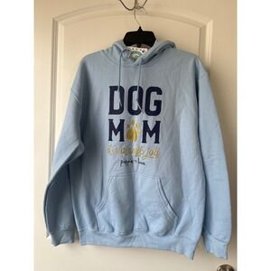 Puppie Love Dog Mom Its a Ruff Job Light Blue Hoodie Sweatshirt Medium NEW